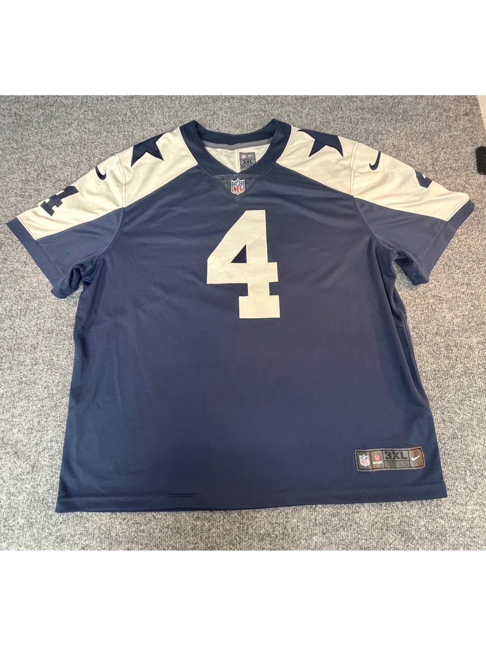 Nike Dallas Cowboys Dak Prescott #4 Blue/White NFL Football Jersey Men's 3XL